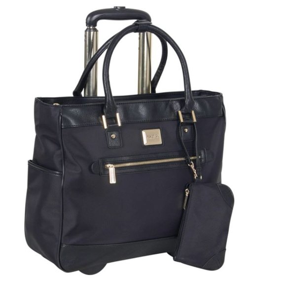 Kenneth Cole Reaction Handbags - Kenneth Cole Reaction Nylon-Twill Laptop & Tablet Travel, Black Wheeled Tote